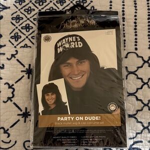 Amscan Wayne's World Black Wig & Cap Set